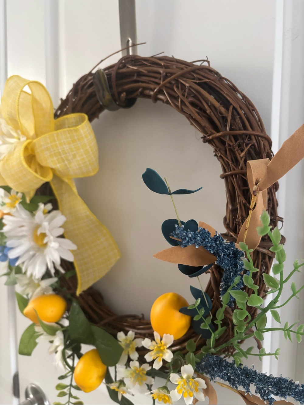 Lemon Daisy Grapevine Wreath Summertime Hand Crafted Custom Final Sale